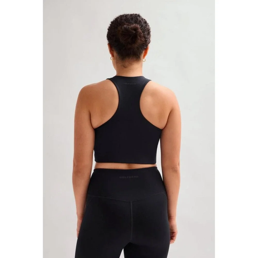 Girlfriend Collective Black Racerback Scoop Neck Sports Bra Longline Size Large - Picture 2 of 7